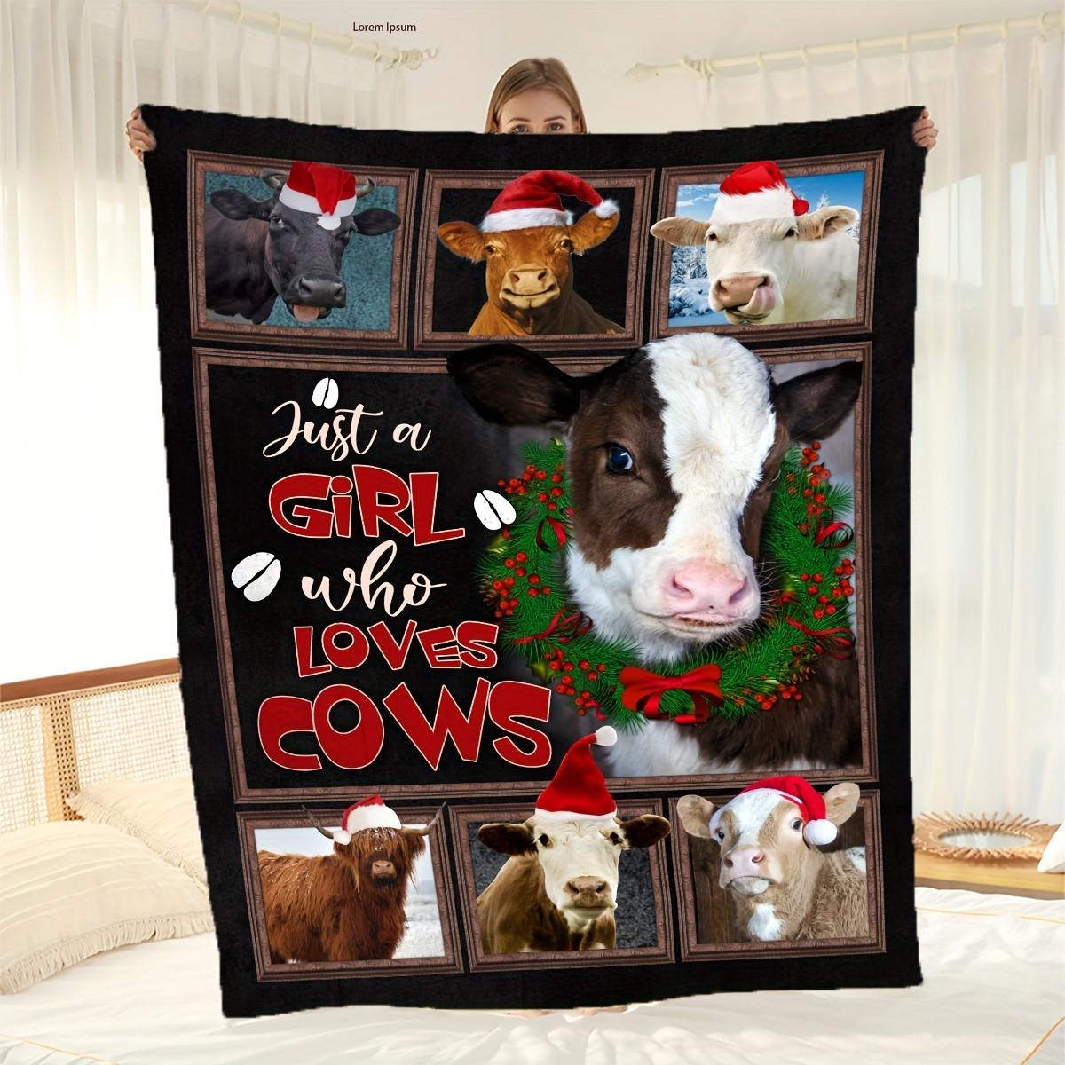 Cow Print Christmas Blanket - Cozy Calf Holiday Christmas Throw 70x100cm