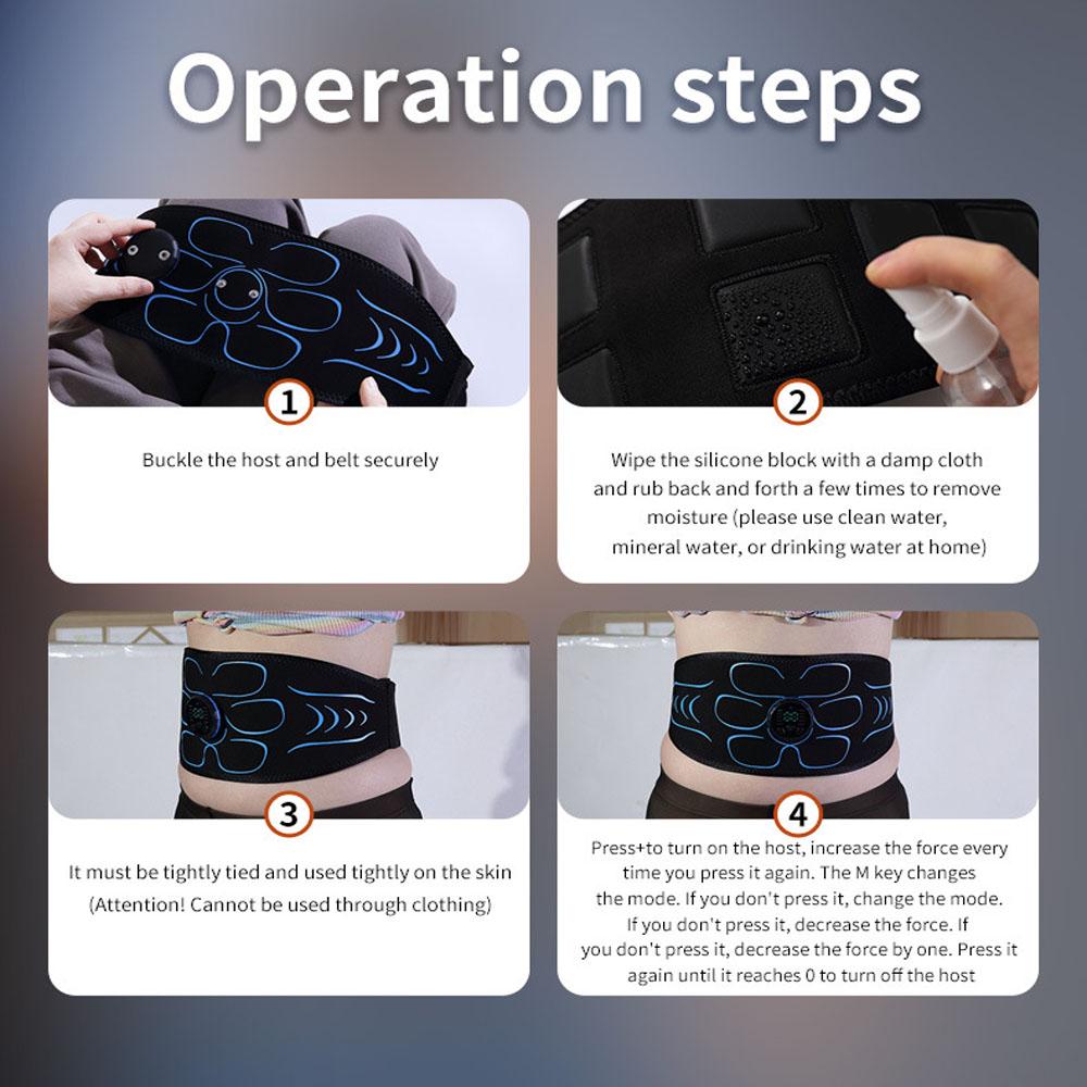 EMS Muscle Stimulator Abs Trainer Smart Abdominal Massage Toning Belt USB Recharge Fitness Massager Body Arm Waist Lose Weight