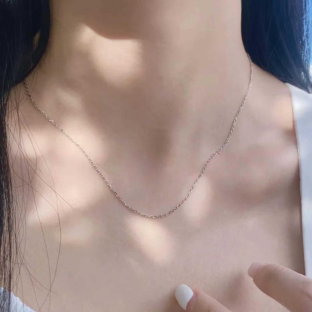 S925 Silber & 18K Gold Minimalistische Stapelbare Schlüsselbein-Halskette, Zarte Damen-Anhänger-Kette