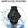 NAVIFORCE Original Men Dual Time Watch Quartz Movement LCD Digital Silicone Strap Waterproof Calendar Date Night Pattern Men Watch NF7130