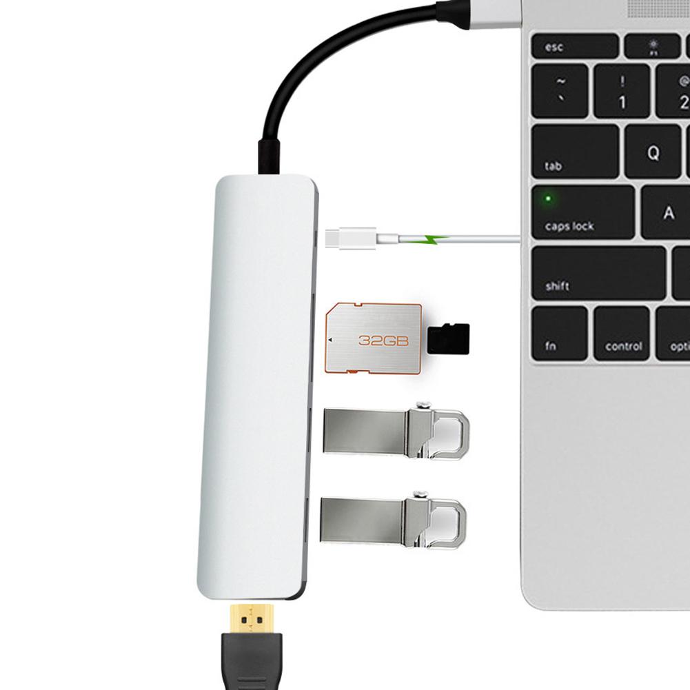 TypeC 6 In 1 Hub MultiFunctional Expansion Dock TypeC To HDMi USB3.0PD3.0 Charging