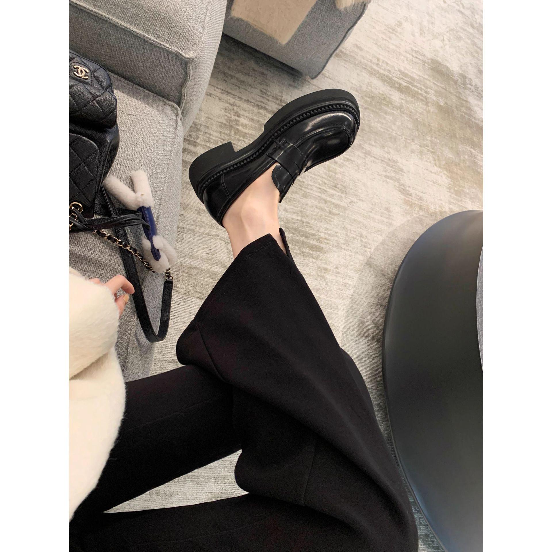 

Grape Mom Studiolee British Style Chunky Heel Loafers - Women s Autumn/Winter Leather Shoes 37 чорний