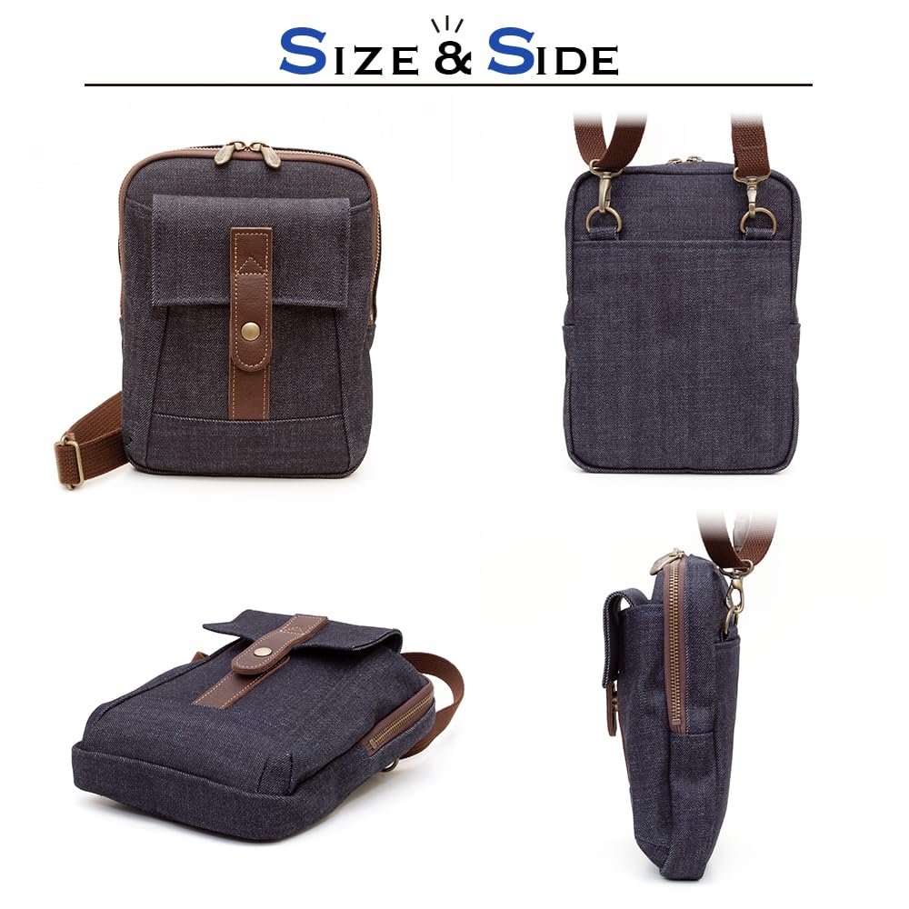 creare Kiki Men's Shoulder Bag, Okayama Denim, Slim Smartphone and Gadget Shoulder Bag, Made in Japan, Perfect Birthday Gift for Dad, Dom-009 (Solid