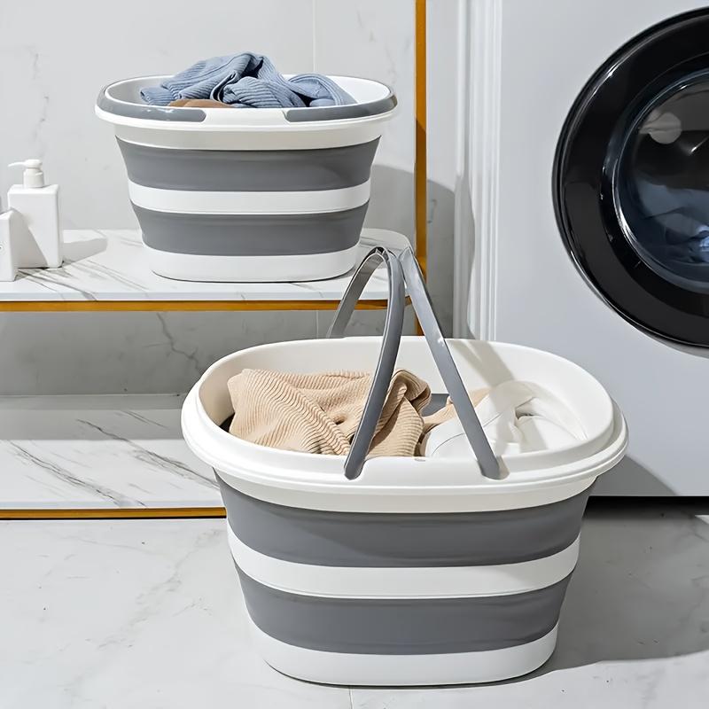 16L Collapsible Mop Bucket with Handles Space Saving Foldable Silicone Tub for Cleaning, Laundry, Storage - Portable Wash Basin