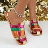 Fashion Slippers Women's Colorful Woven Slide Sandals Flat Summer Slides Women Flats Sandals Flip Flops Mules Colored Shoes Mujer Beach