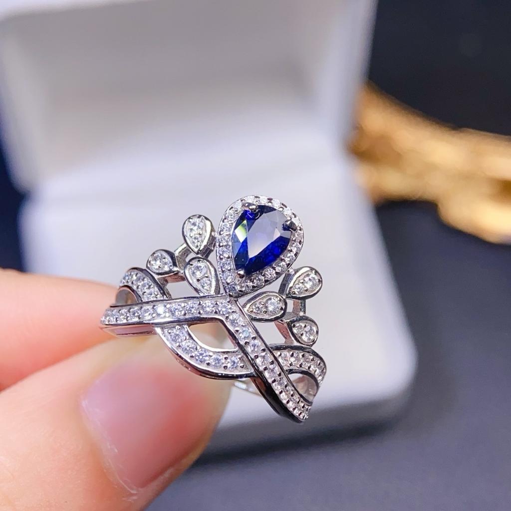 5x7mm Natural Sapphire Ring, Premium Blue Gemstone In S925 Silver, Handcrafted Fine Jewelry