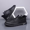 Shoes Men's new spring and autumn mid-top black black leather shoes ins boys casual board shoes