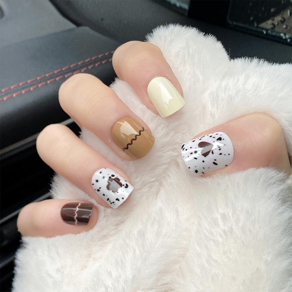 1 Set French Tip Press on Nails Toe Colorful Gloss Adhesive Tabs Full Cover Ballerina Art Decals Salon DIY Supplies Gifts