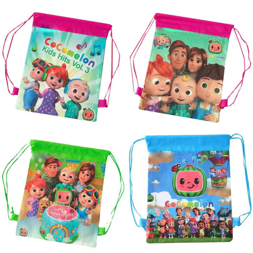 Cocomelon Drawstring Bag Backpack For Kids Featuring Stain-resistant Non-woven Fabric