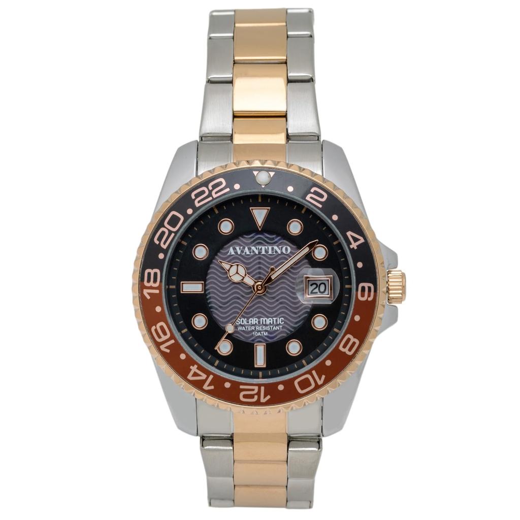 CREPHA Solar Watch Analog Waterproof Date Gold AV-AM386-RDT Men's