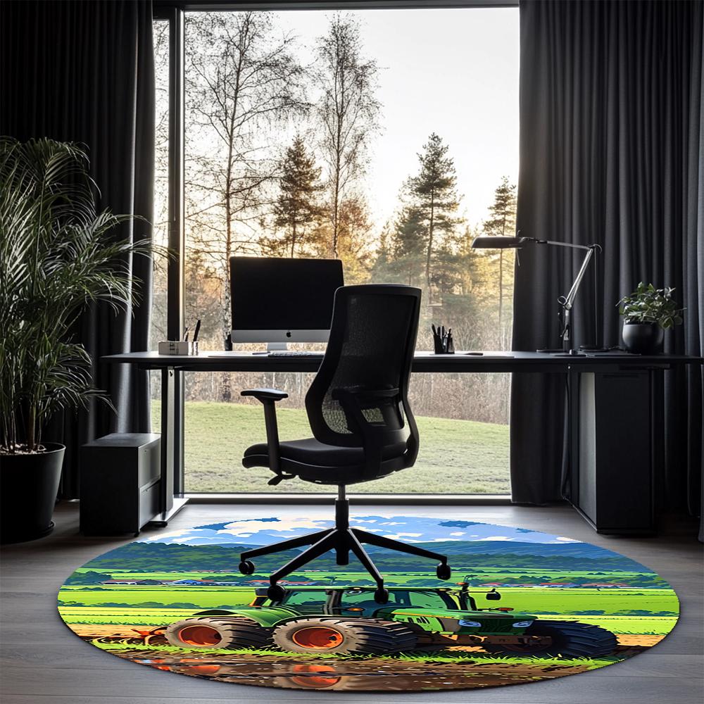 Truck Printed Round Rug Carpet Chair Rug Area Rug Entryway Doormats,for Office Chair Living Room Bedroom Kitchen Room.