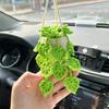 Strawberry Crochet Hanging Knitted Flower Car Mirror Hanging Accessories Cute Crochet Cars Decor Woven Plants Hanging