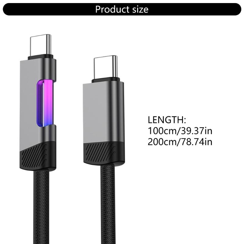 100W USB C Fast Charging Cable Alloy Texture Compatibility Power Cord Suitable for Various Phones Tablets Laptops