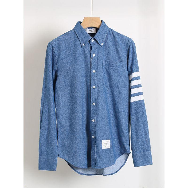 Men's Spring and Autumn Pure Cotton Four-Stripe Hooded Versatile Long-Sleeve Couple's Matching Cardigan Shirt Trendy