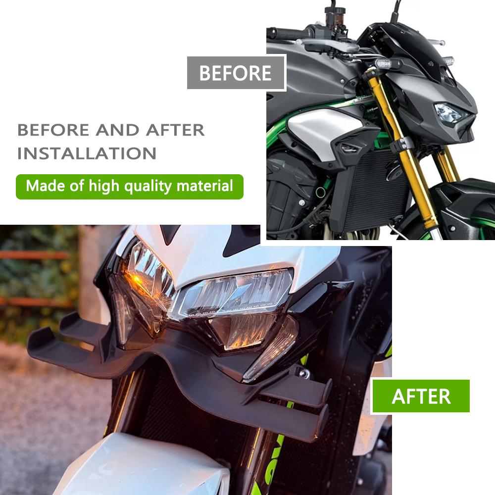 Motorcycle Downforce Naked Frontal Spoilers Winglet Aerodynamic Wing Front Spoiler Kit For Kawasaki Z900 2024 z 900 2020-2023