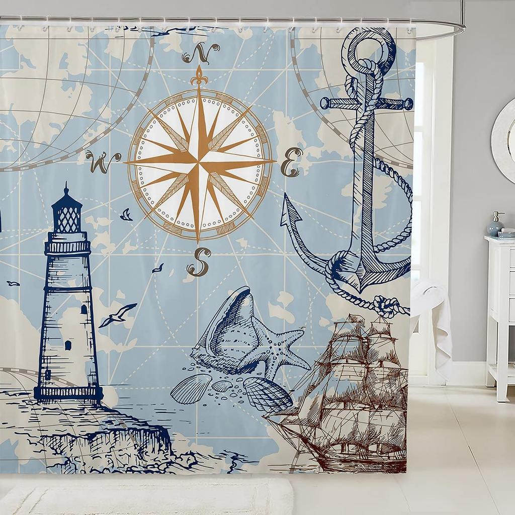 Blue Crab Shower Curtain,Hippie Boho Mandala Bathroom Curtain Small Size Sea Ocean Nautical Theme Bath Curtain Beach Animal
