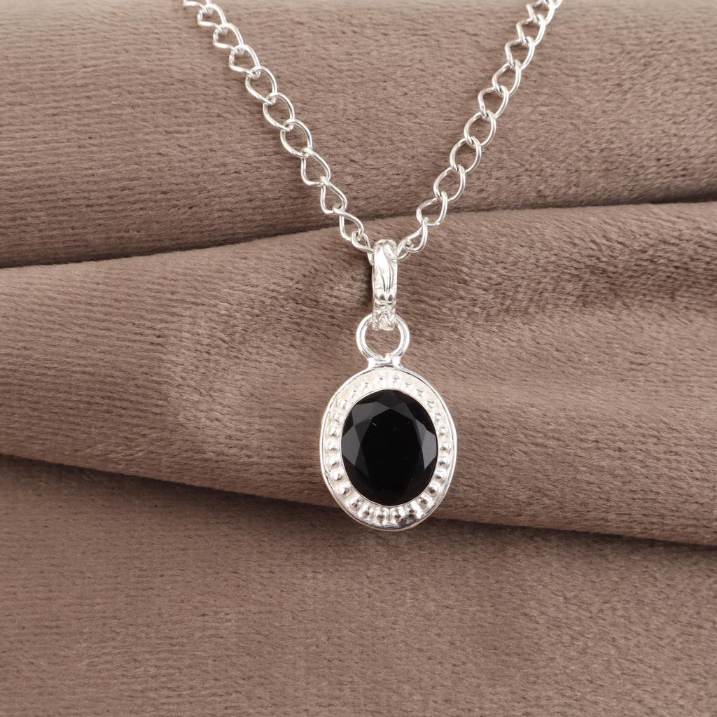 Black Onyx 925 Solid Sterling Silver Pendant, Handmade Gemstone Jewelry Pendant For Memorial Day