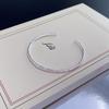 PANJBJ 925 Sterling Silver Irregular Geometry Texture Bangle Bracelet for Women Girl Minimalism Jewelry Gift Dropshipping