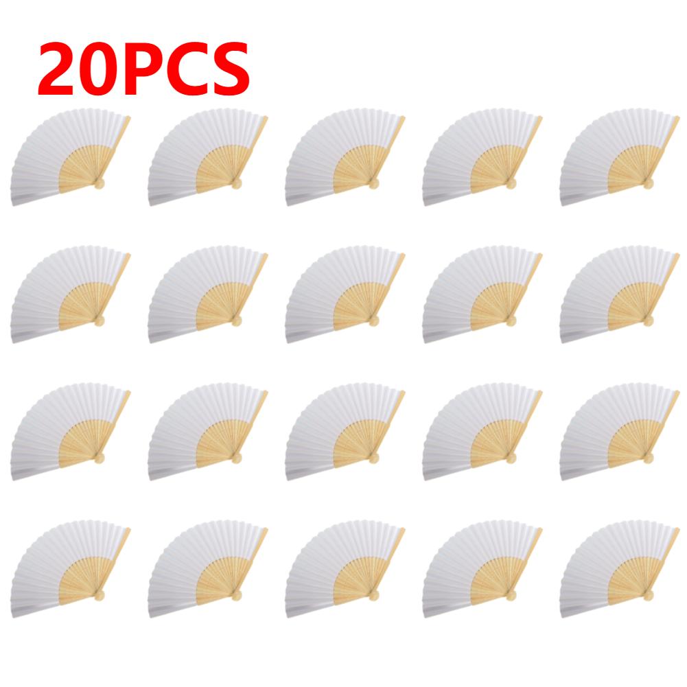 White Purple Foldable Paper Fan Portable Chinese Bamboo Fan Wedding Gifts For Guest Birthday Party Decoration Kids Painting