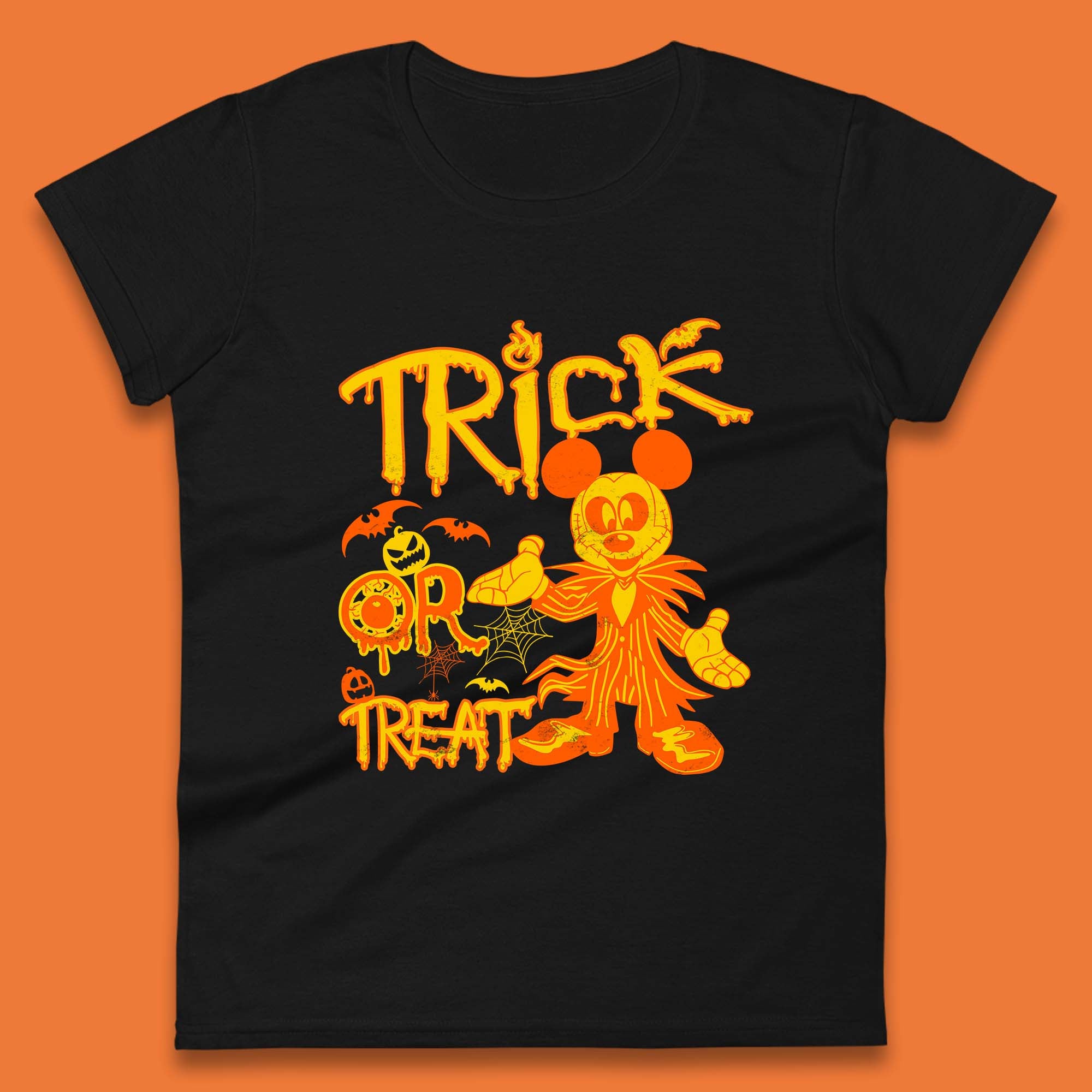 Trick Or Treat Halloween Mickey Jack Skellington Womens T Shirt Mens Tops Tees Unisex M
