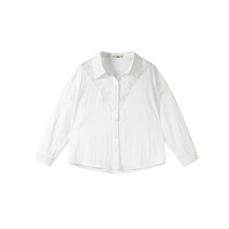 2026 Spring Women s Plus Size Lace Patchwork Shirt Top 2XL