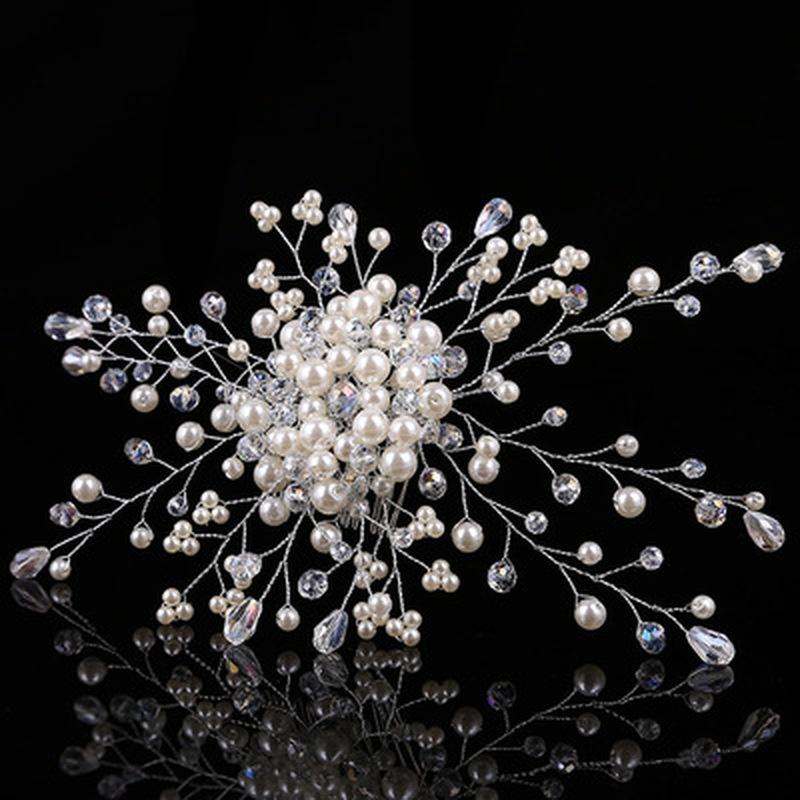 Pearl Rhinestones Wedding Hair Comb for Women Crystal Hair Jewelry Bride Headdress Hair Accessories