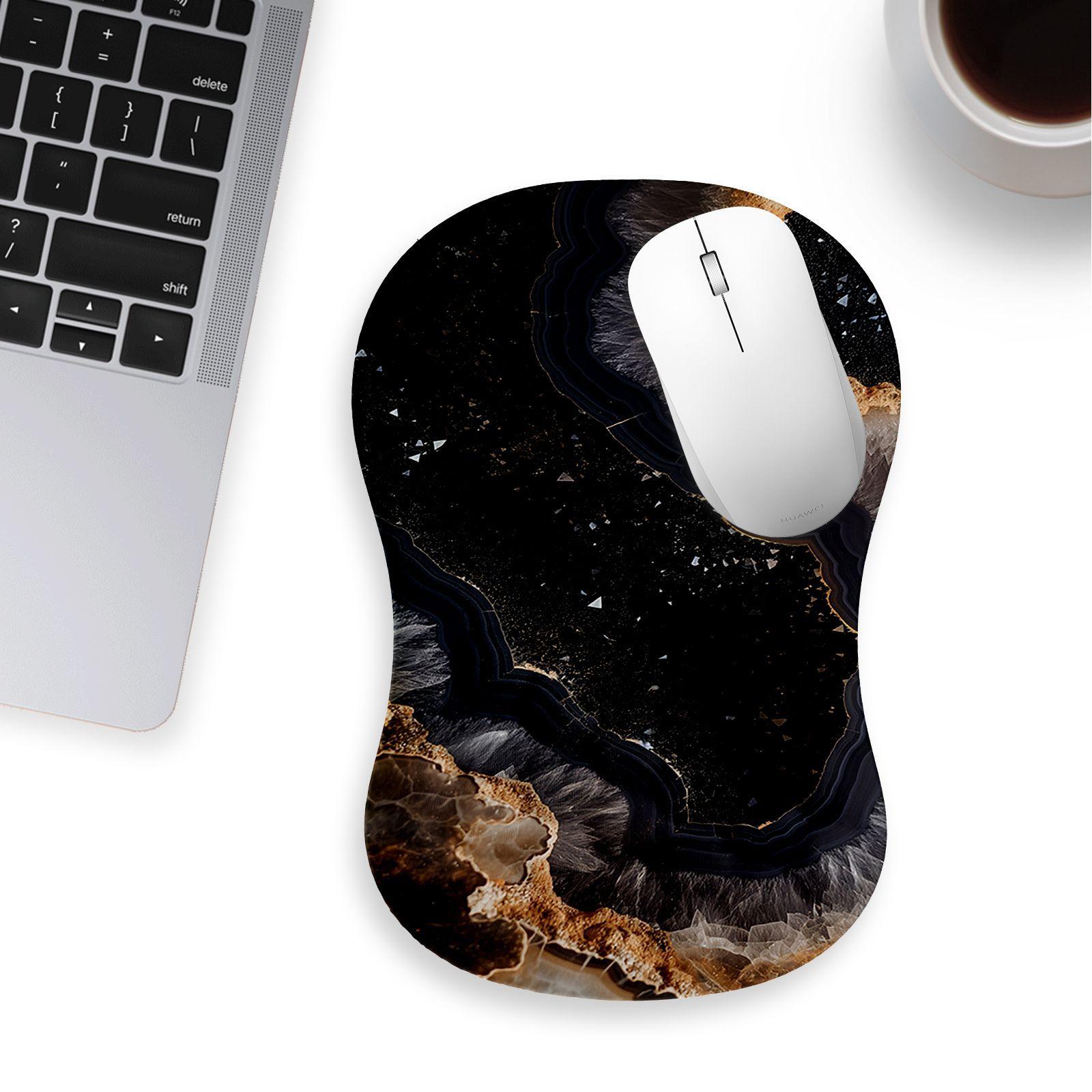 

30x20x2.5cm Office Gaming Mouse Pad with Wrist Rest Memory Foam Relieve Fatigue Mouse Mat Black Marble