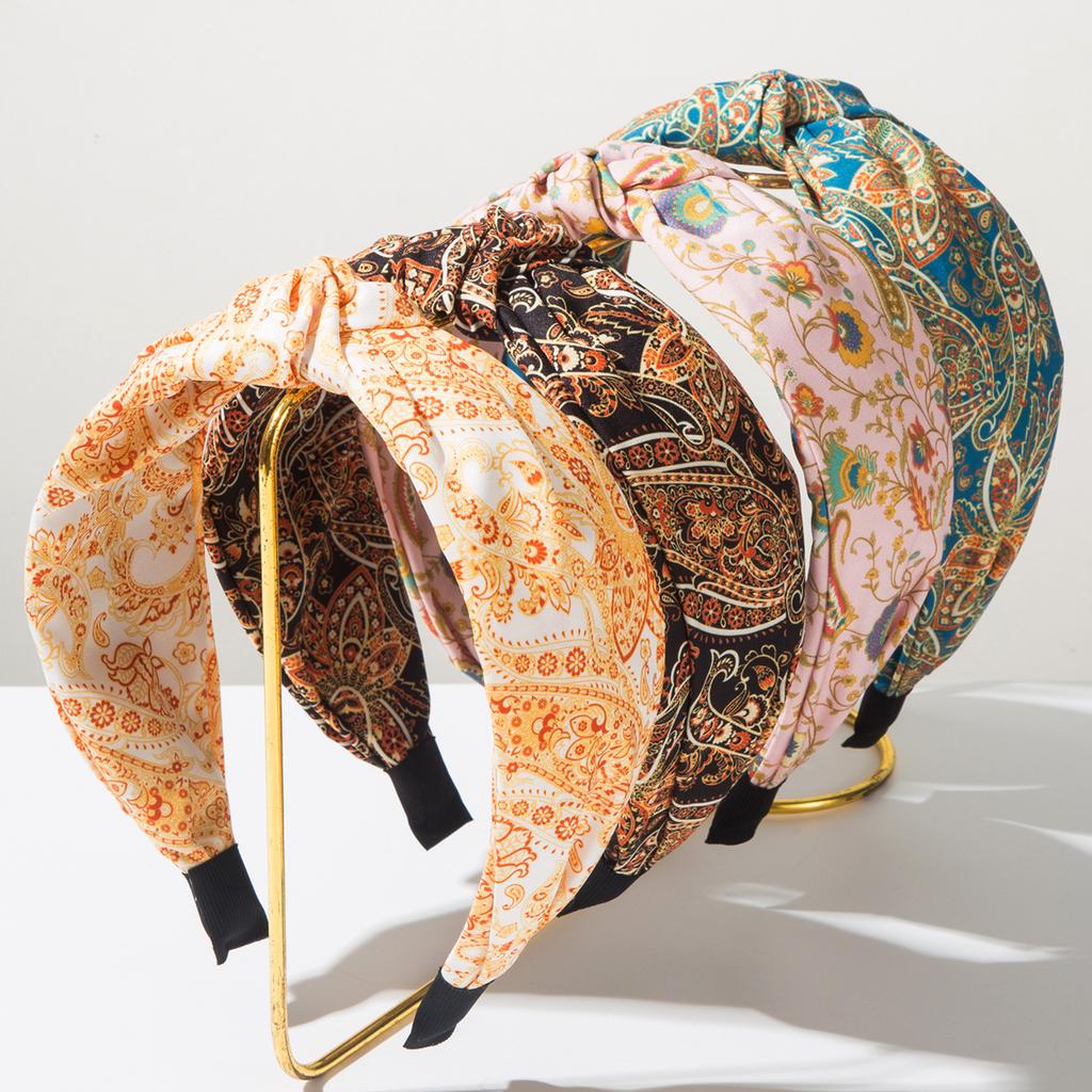 Women's Vacation Style Retro Ultra Wide Printed Headband