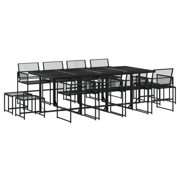VidaXL Ensemble à manger de jardin 13 pcs noir résine tressée, ensemble de salle à manger d'extérieur, meuble de salle à 3295045