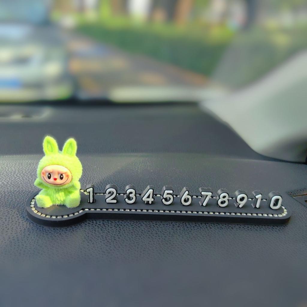 Labubu Temporäres Parken Telefonnummer Schild Niedliches Labubu Auto Umzug Telefonnummer Schild Auto Innendekoration Ornament