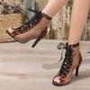 Fashion 2025 Brand Ladies Shoes Peep Toe Women's Sandals New Front Lace-up Mesh Best Seller Plus Size Fashion High Heels Sandal Boots