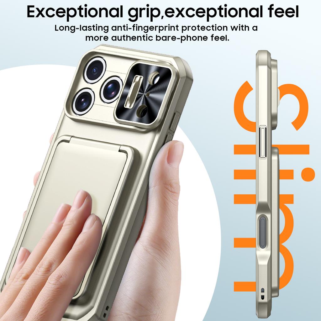 RFID Blocking Wallet Case with Card Holder Sliding Camera Cover and Kickstand for iPhone 18 Pro Max iPhone 17 Pro Max-Titanium