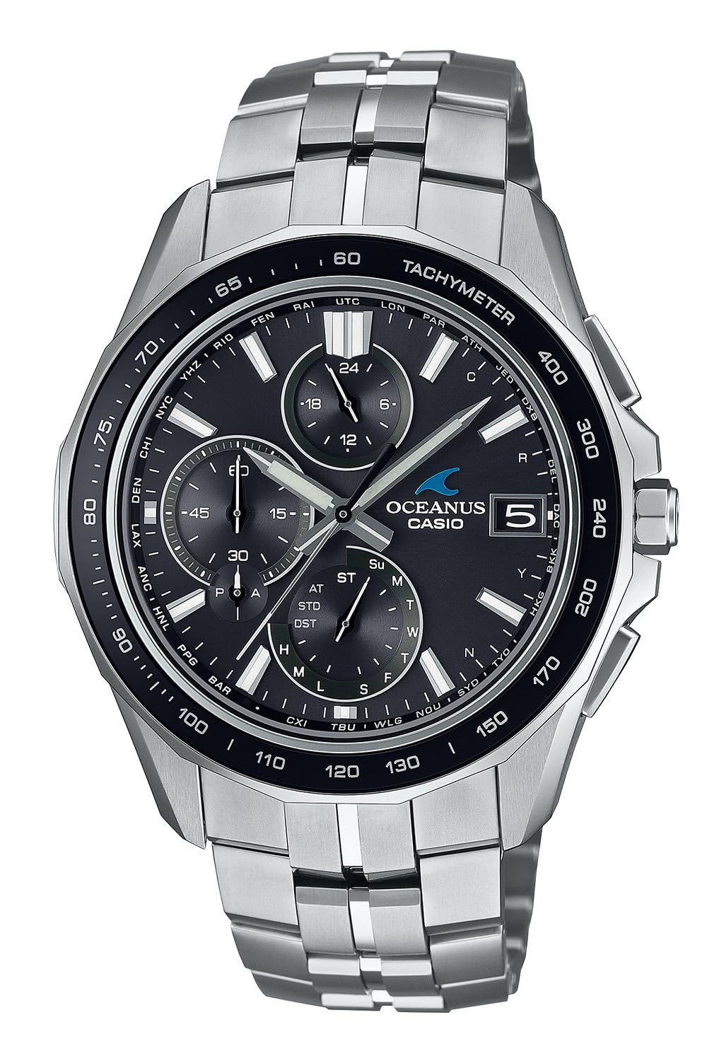 

Casio Oceanus Manta Bluetooth Solar Sapphire Black Watch, Model, Radio-Controlled Watch, Crystal, OCW-S7000-1A2JF, Men s, чорний
