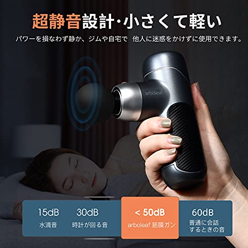 arboleaf Mini Handy Myofascial Release Gun with Self-Adaptive Mode, 4 Silicone Heads, 5 Levels of Powerful Vibration, Type-C Rechargeable, 2000mAh Hig