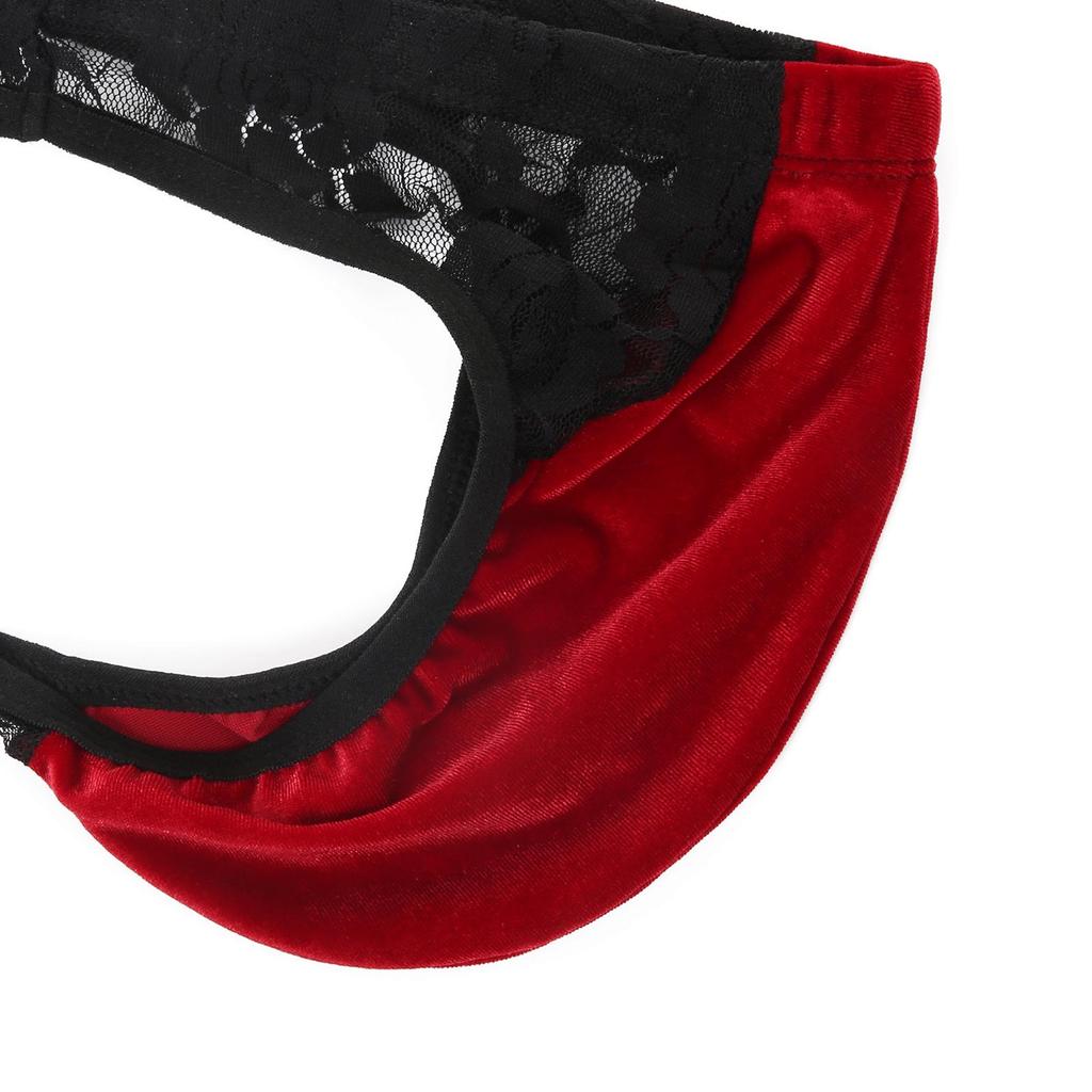 Slip sexy in pizzo di Natale da uomo: Stile Europeo & Americano, Vita Bassa, Design Patchwork Vuoto