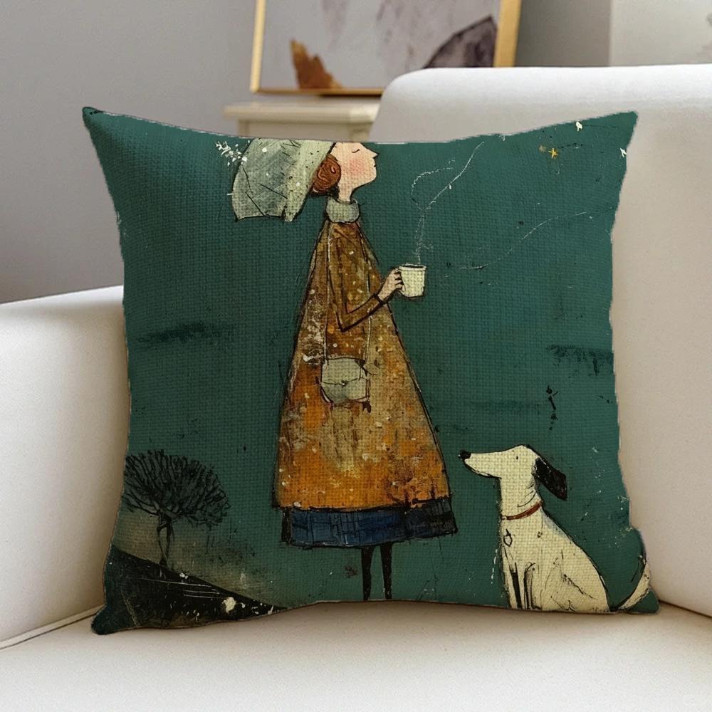 Copricuscino d'Arte P-Sam Toft Set Federe in Lino Naturale, Decorazione All-In-One per Divano, Camera da Letto e Sedia