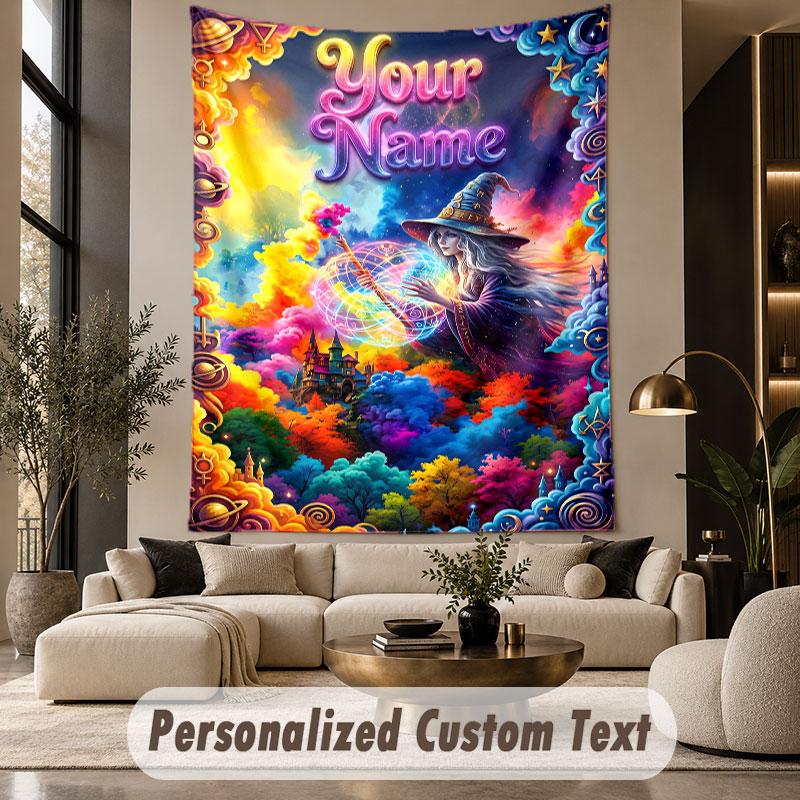 Fantasy Magic (54) Theme Custom Tapestry Personalized Custom Name Text Wall Hanging Tapestry Home Decor Background Cloth