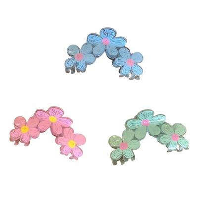 Women Girl Hair Claw Clip Colorful Painted Flower Hairclip Women Girl Hairpin Hair Deorations Household Accessory