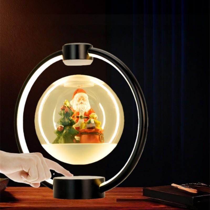 Lâmpada de Mesa Papai Noel com Levitação Magnética Flutuante LED Giratório 360° Decoração de Levitação Magnética Presente de Natal Único