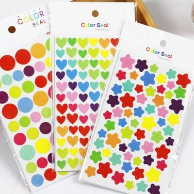 6 Sheet Small Fresh FUNNY Color Love Five Pointed Star Paper Decorative Sticker Thank You Stickers Kawaii Art Supplies
