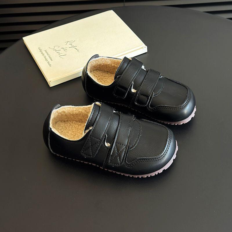 

School boys and girls children leather shoes shoes black baby British student performance soft sole spring and autumn new models 25 inner length 15.9CM
