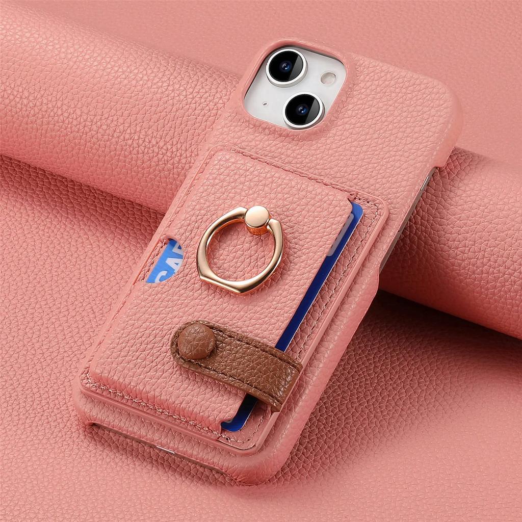 Shockproof Phone Case for IPhone 17 Air 16E 16 15 Plus 14 13 12 Mini 11 Pro Max Ring PU Leather Cards Holder Wallet Cover
