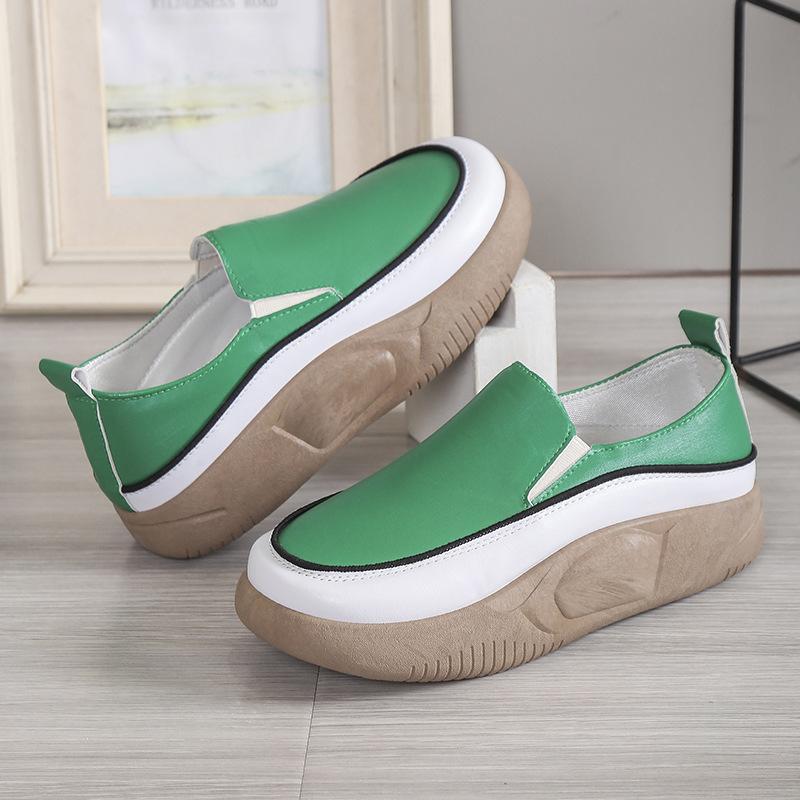 Women's Plus Size Sports Shoes Thick Sponge Cake Sole Solid Color Casual Single Shoes Round Headed Sneaker Shoes 35-44