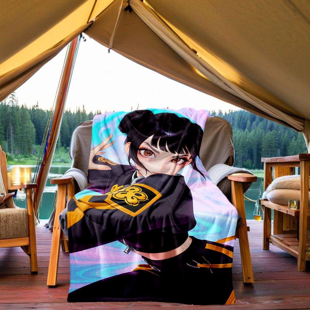 

Anime Character Inspired Purple and Yellow Uniform Cosplay Costume Blanket Lightweight Flannel Throw Blanket for Sofa, Bed, Travel, Camping 130x150cm