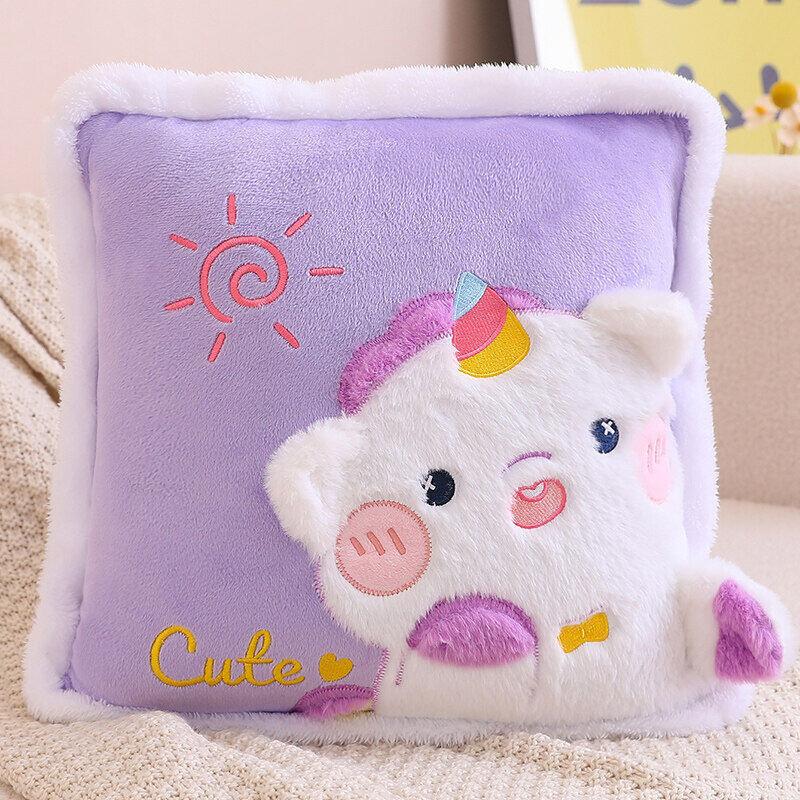 Cartoon Cute Chirpy Pet Series Rabbit Napping 2-in-1 Pillow Blanket Sofa Cushion Office Car Carriage