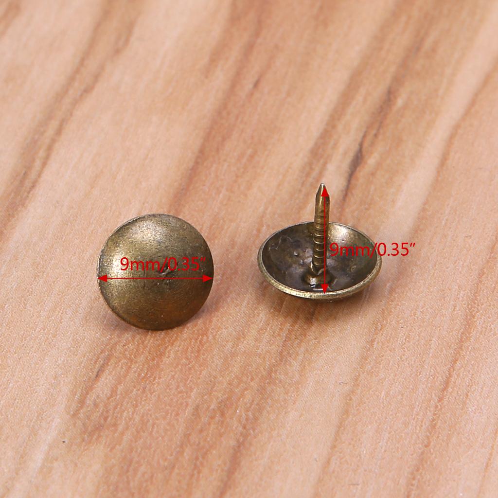 100 Pcs Furniture Upholstery Nail Antique Bronze Decorative Tacks Round for Head Pushpin for Sofa Home DIY Decor Hardwar