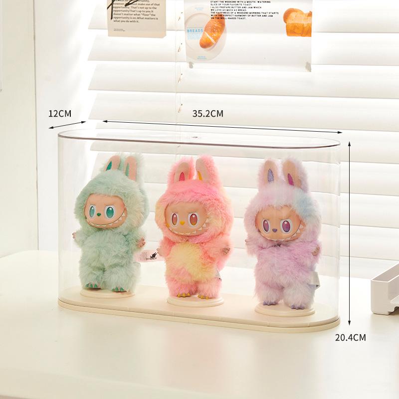 

Плюшевая виниловая фигурка Лабубу - Прозрачный бокс для хранения от Bubble Mart и сюрприз-бокс. кремовый