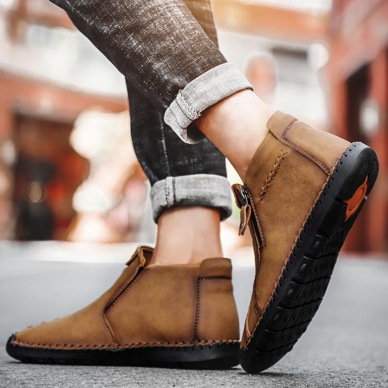 Mens Large Size Handmade Genuine Leather Men Boots Comfortable Ankle Boots for Men Casual Shoes Autumn Winter Men Shoes