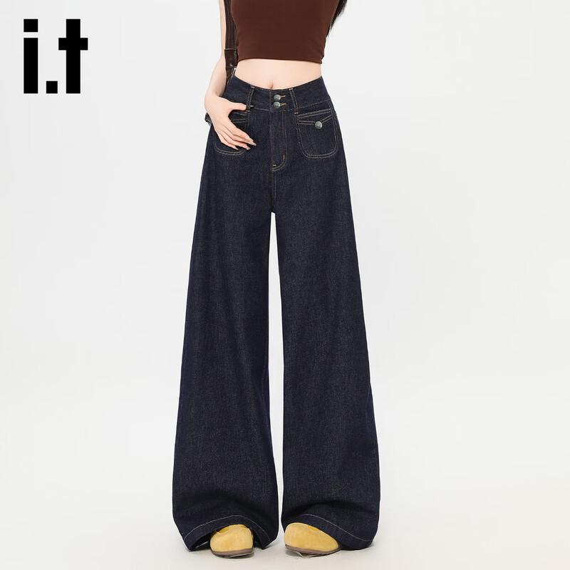 

izzue it Women s High-Waist Flared Wide-Leg Jeans L