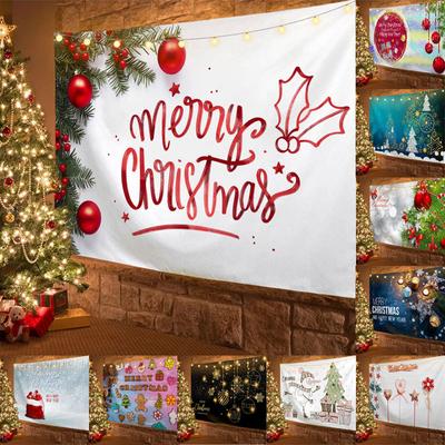 Christmas Tapestry Wall Mount Santa Claus Christmas Tree Fireplace Elk Tapestry Bedroom Living Room Dormitory Wall Decoration